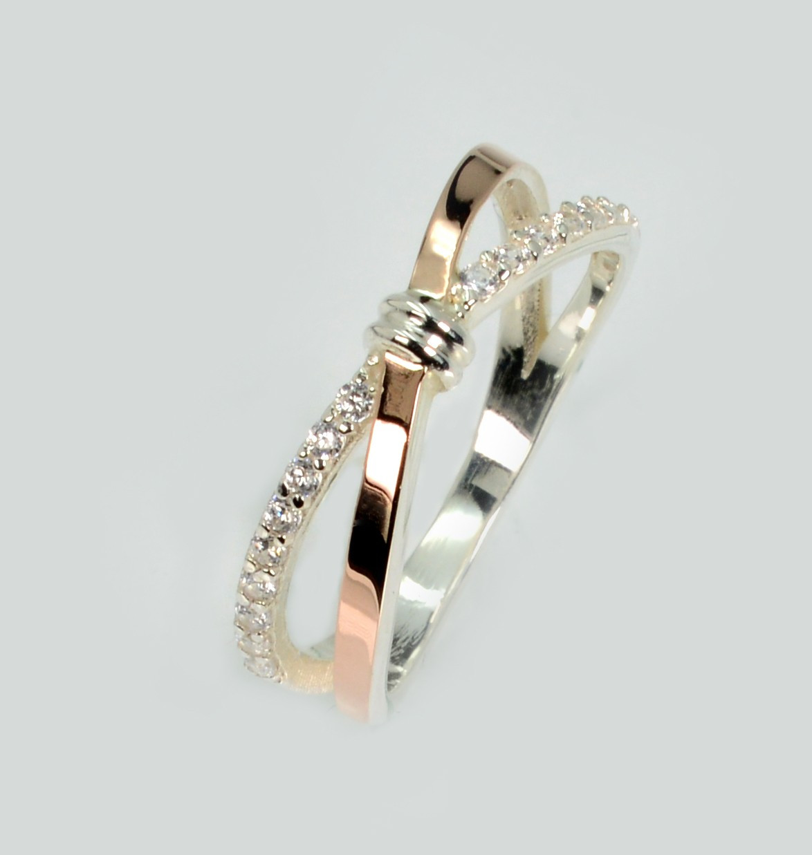 Срібна каблучка з золотими вставками, фото 1