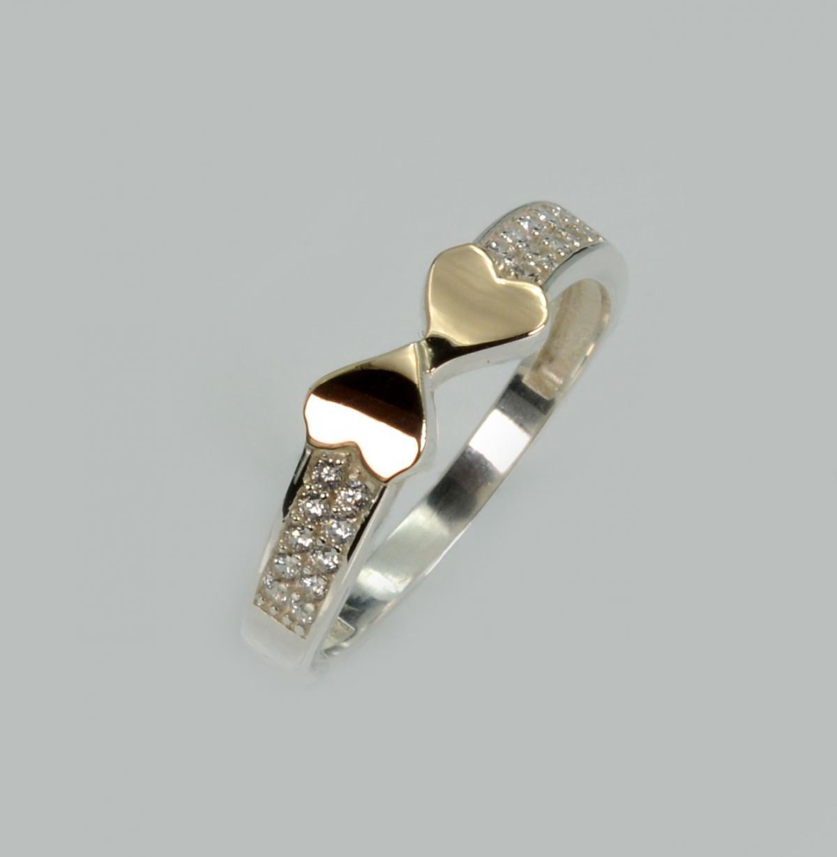 Срібна каблучка з золотими вставками, фото 1