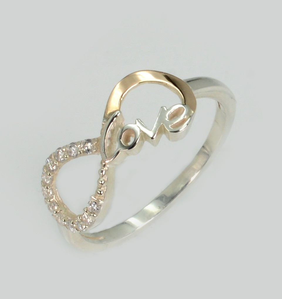 Срібна каблучка з золотими вставками, фото 1