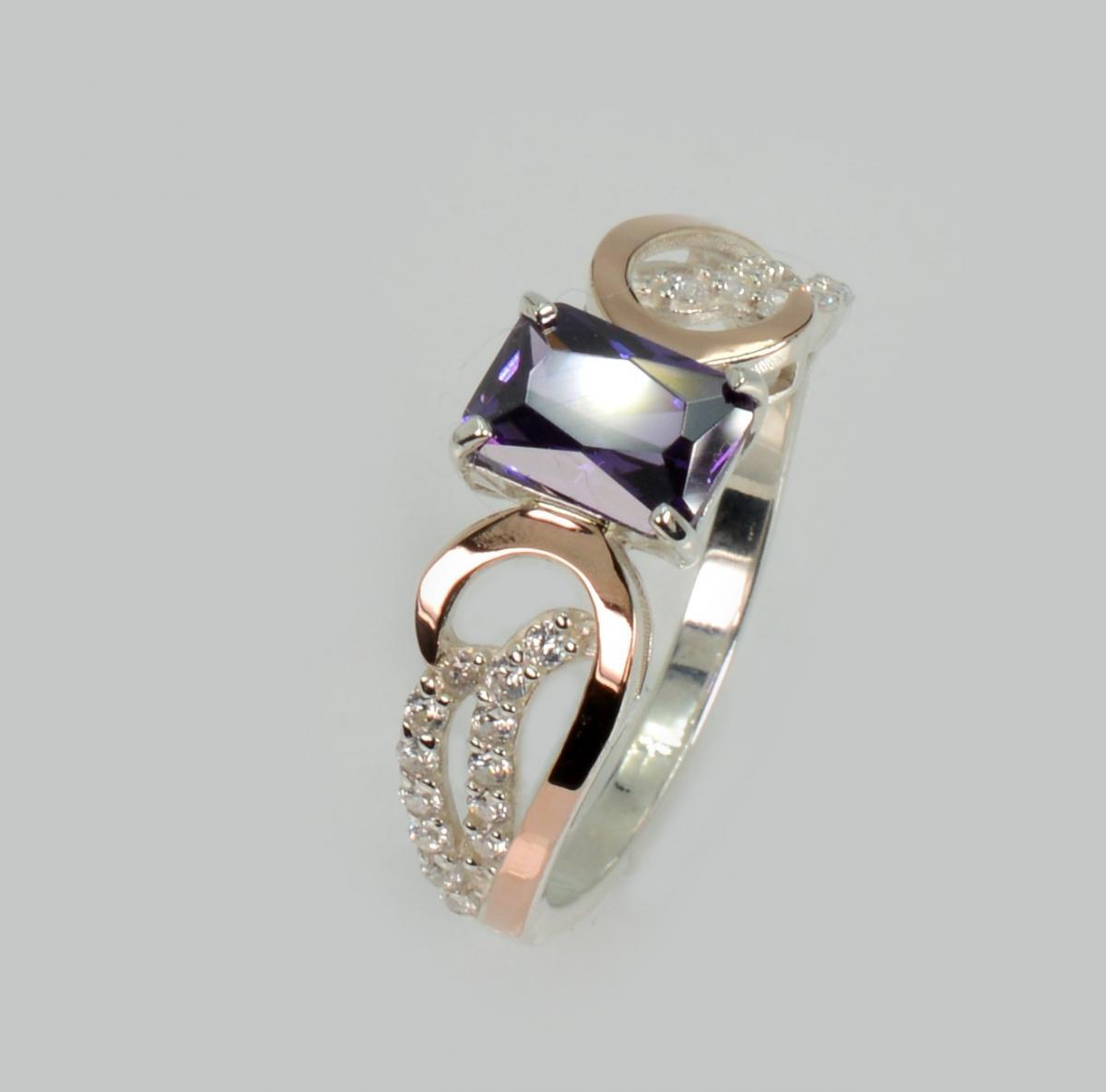 Срібна каблучка з золотими вставками, фото 1