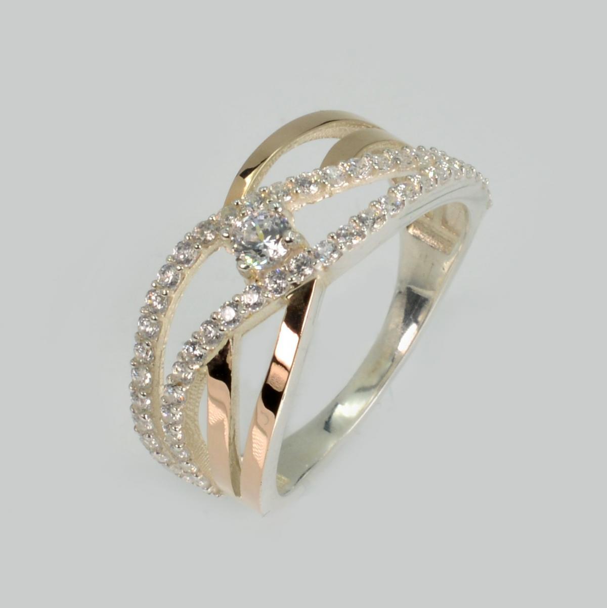 Срібна каблучка з золотими вставками, фото 1