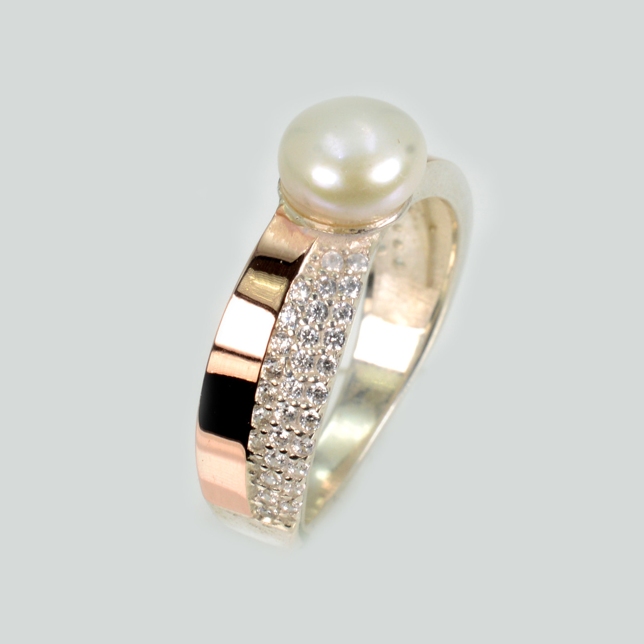 Срібна каблучка з золотими вставками, фото 1