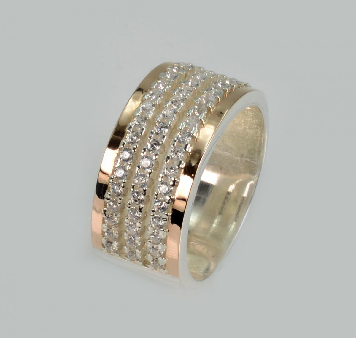 Срібна каблучка з золотими вставками, фото 1