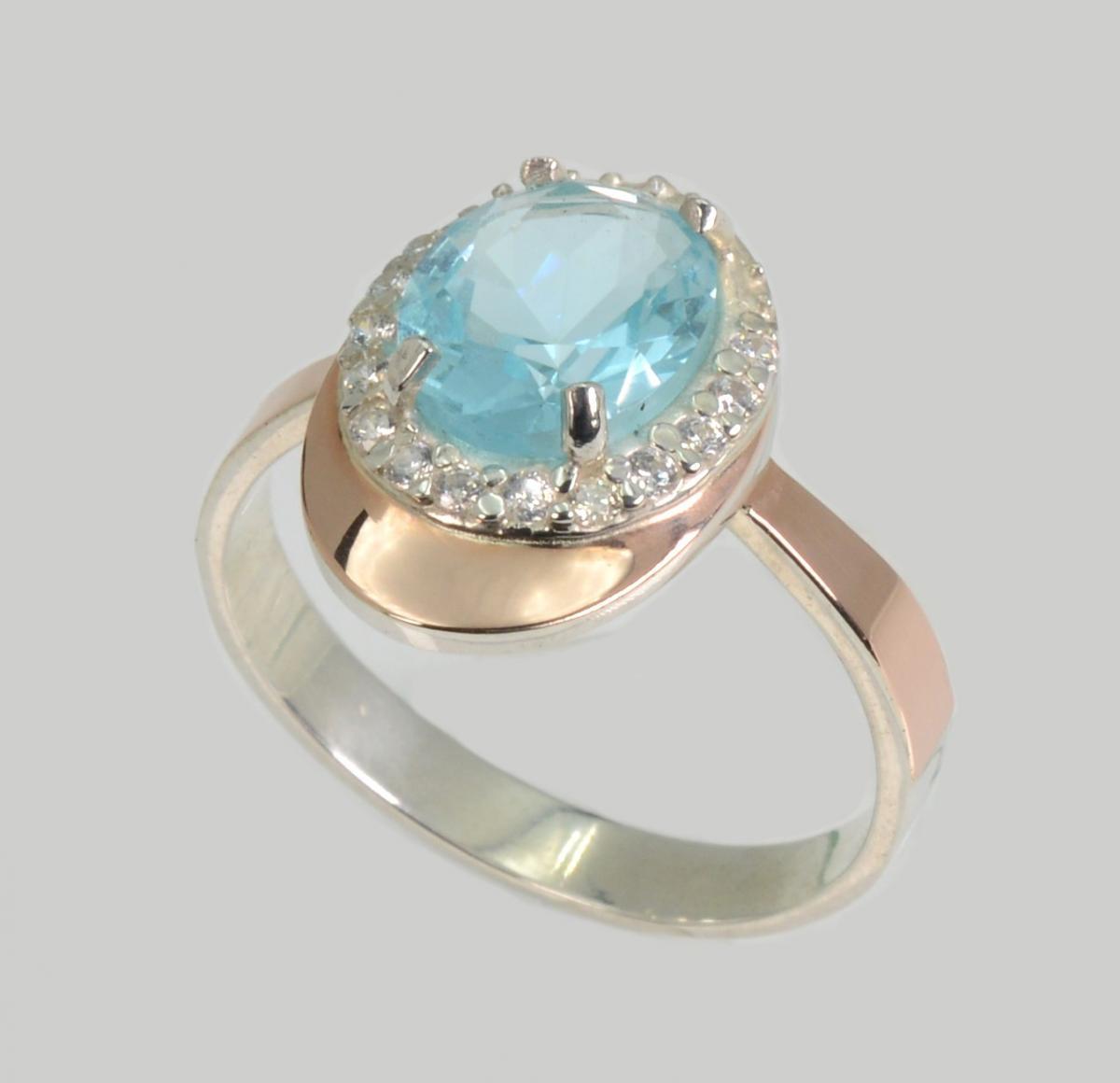 Срібна каблучка з золотими вставками, фото 1