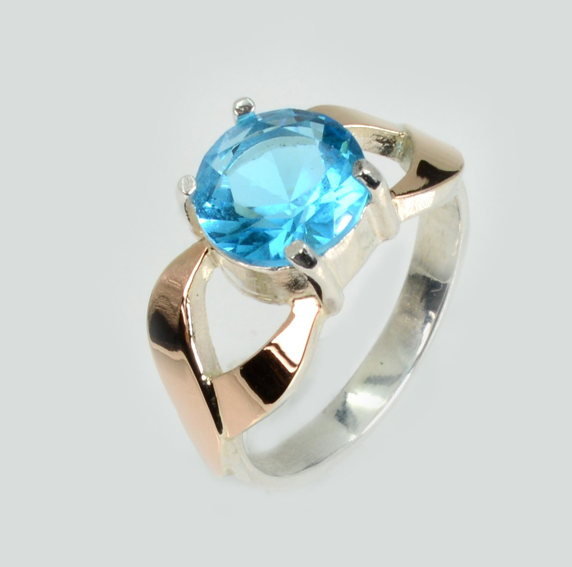 Срібна каблучка з золотими вставками, фото 1