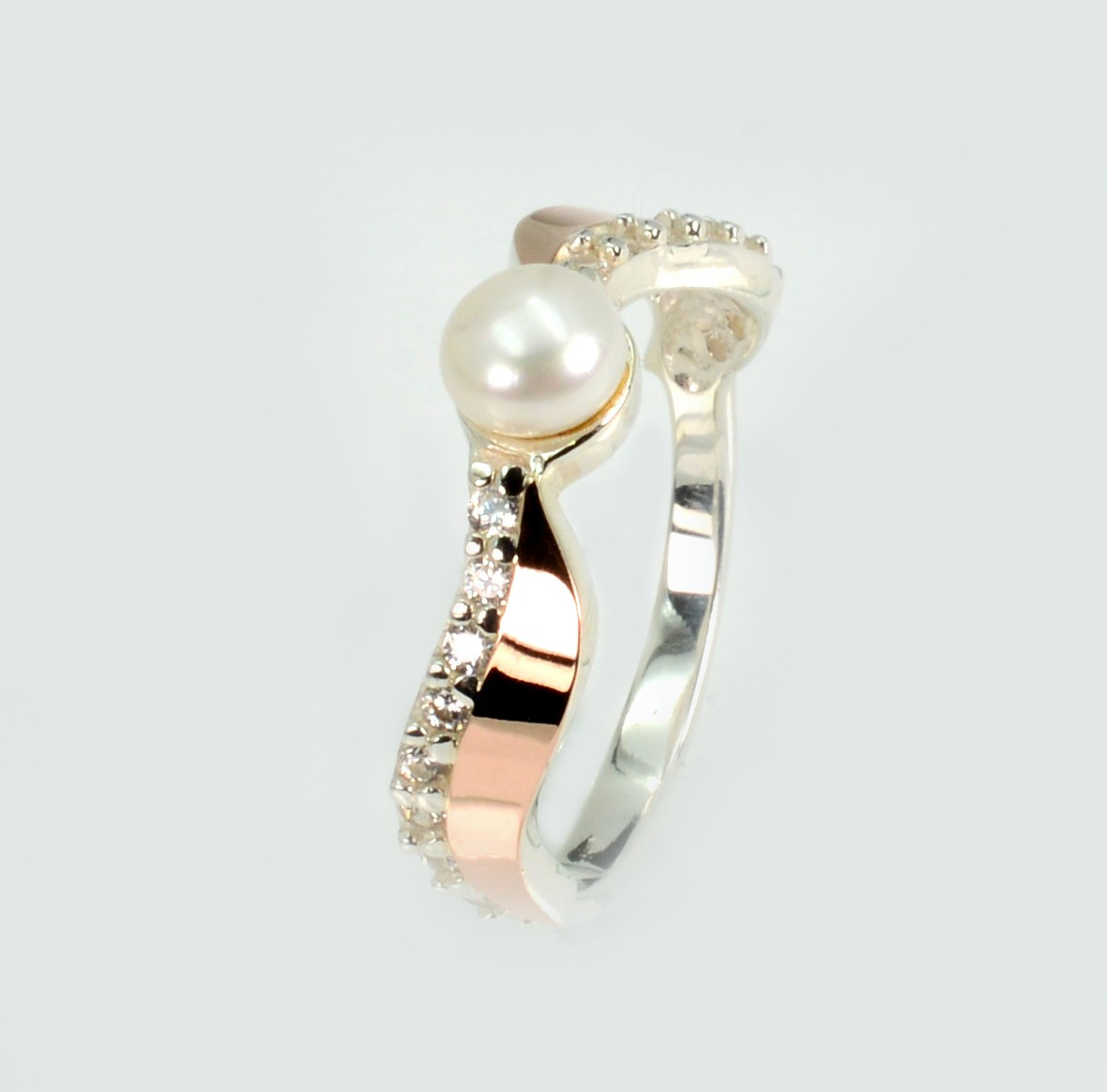 Срібна каблучка з золотими вставками, фото 1