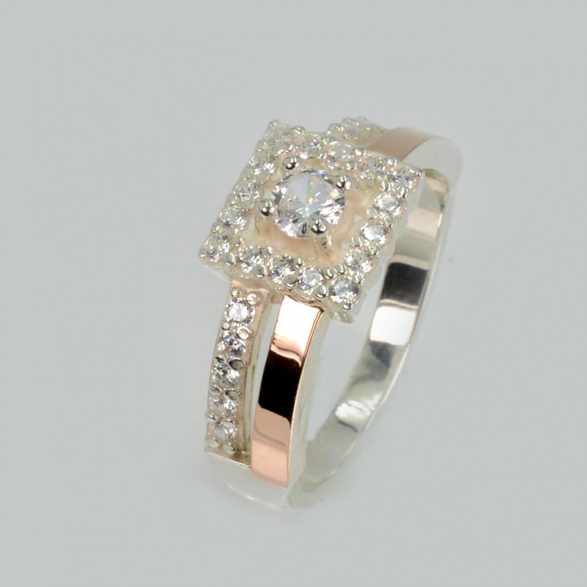 Срібна каблучка з золотими вставками, фото 1