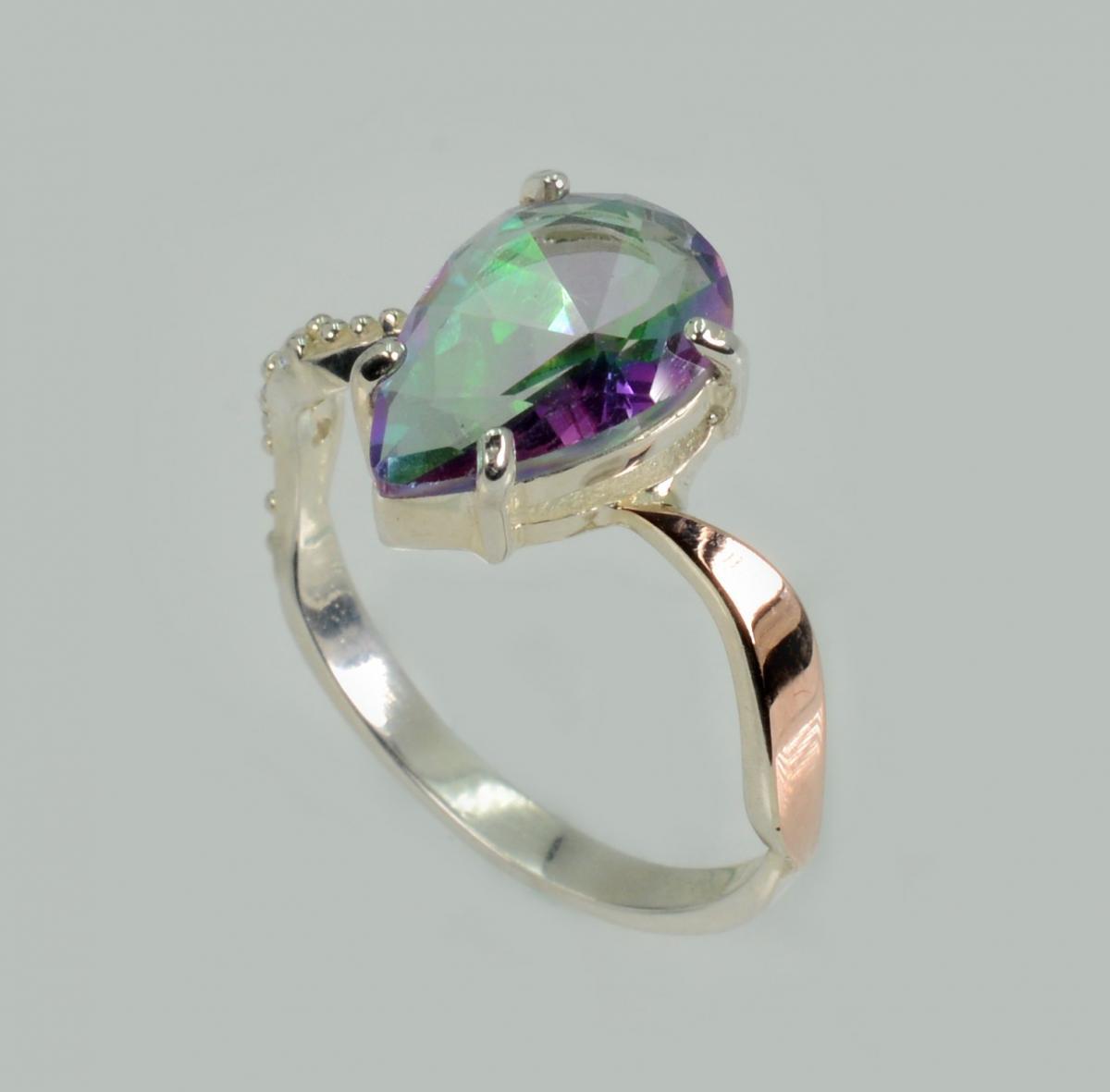 Срібна каблучка з золотими вставками, фото 1