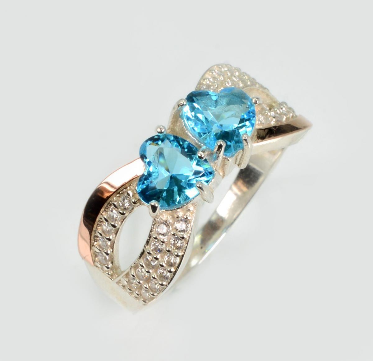 Срібна каблучка з золотими вставками, фото 1