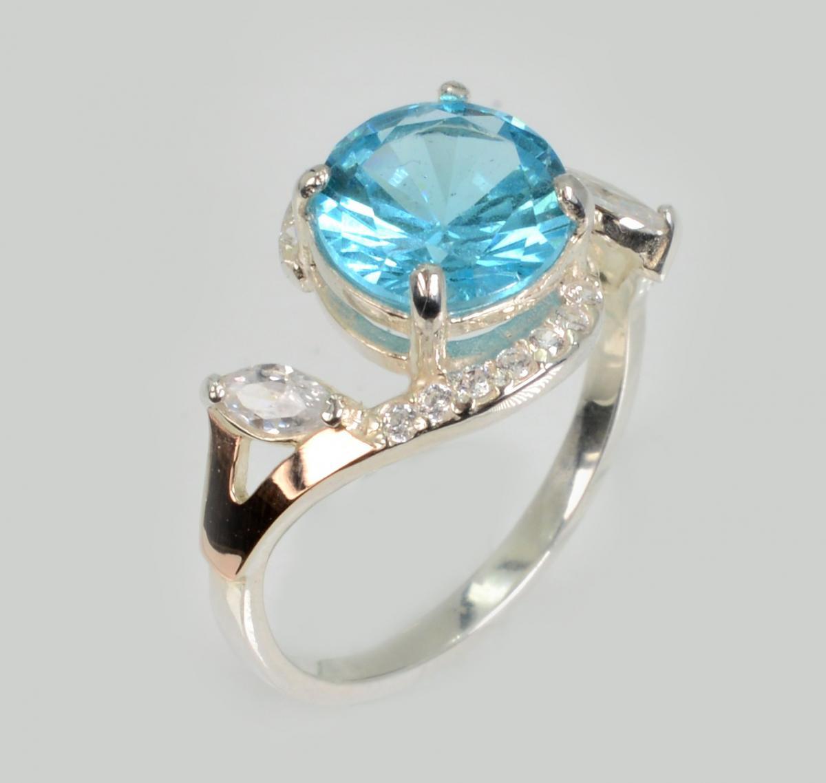 Срібна каблучка з золотими вставками, фото 1