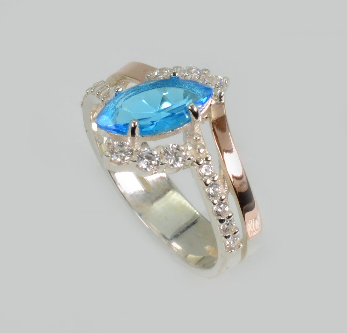 Срібна каблучка з золотими вставками, фото 1