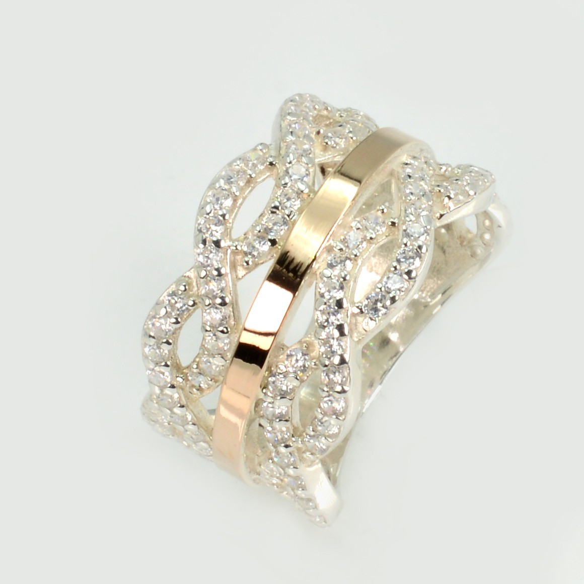 Срібна каблучка з золотими вставками, фото 1