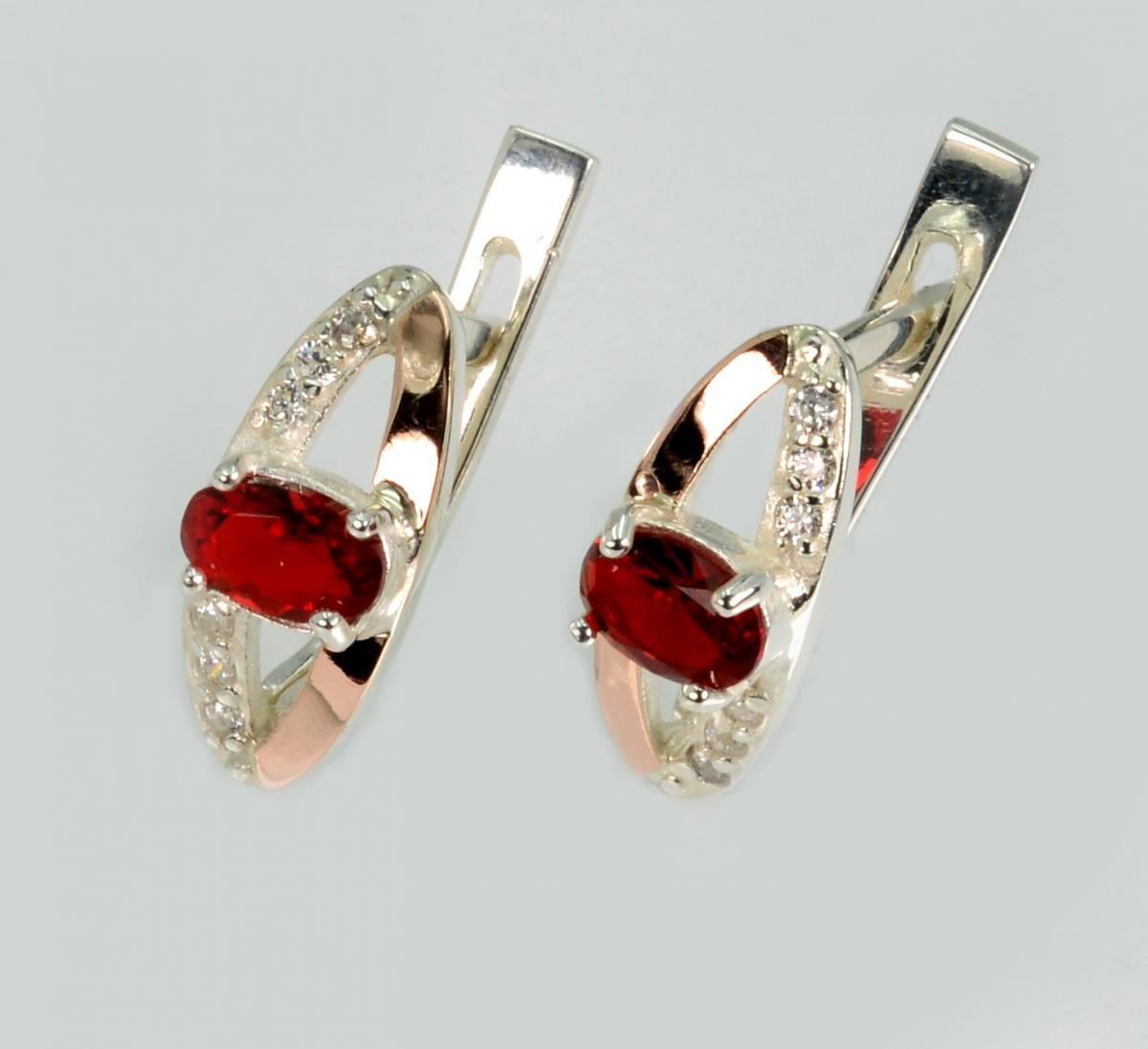 Срібні сережки з золотими вставками, фото 1