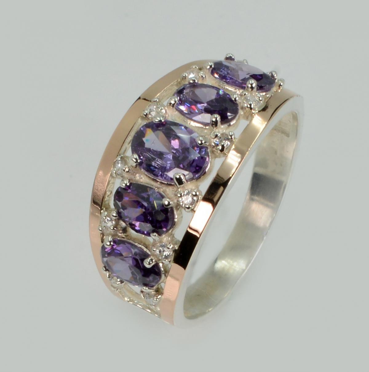 Срібна каблучка з золотими вставками, фото 1