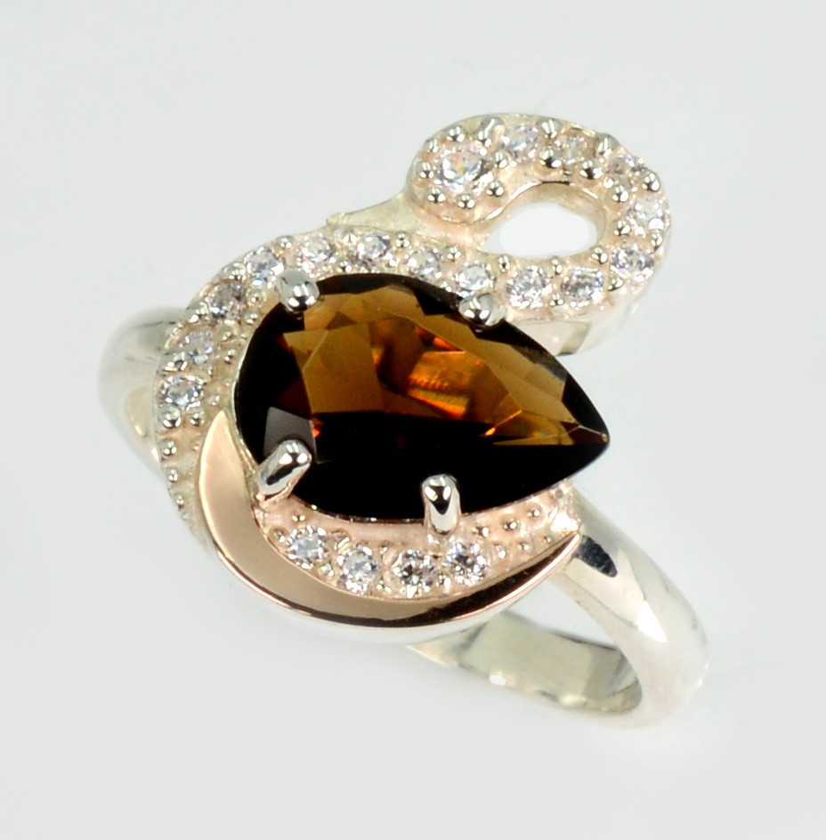 Срібна каблучка з золотими вставками, фото 1