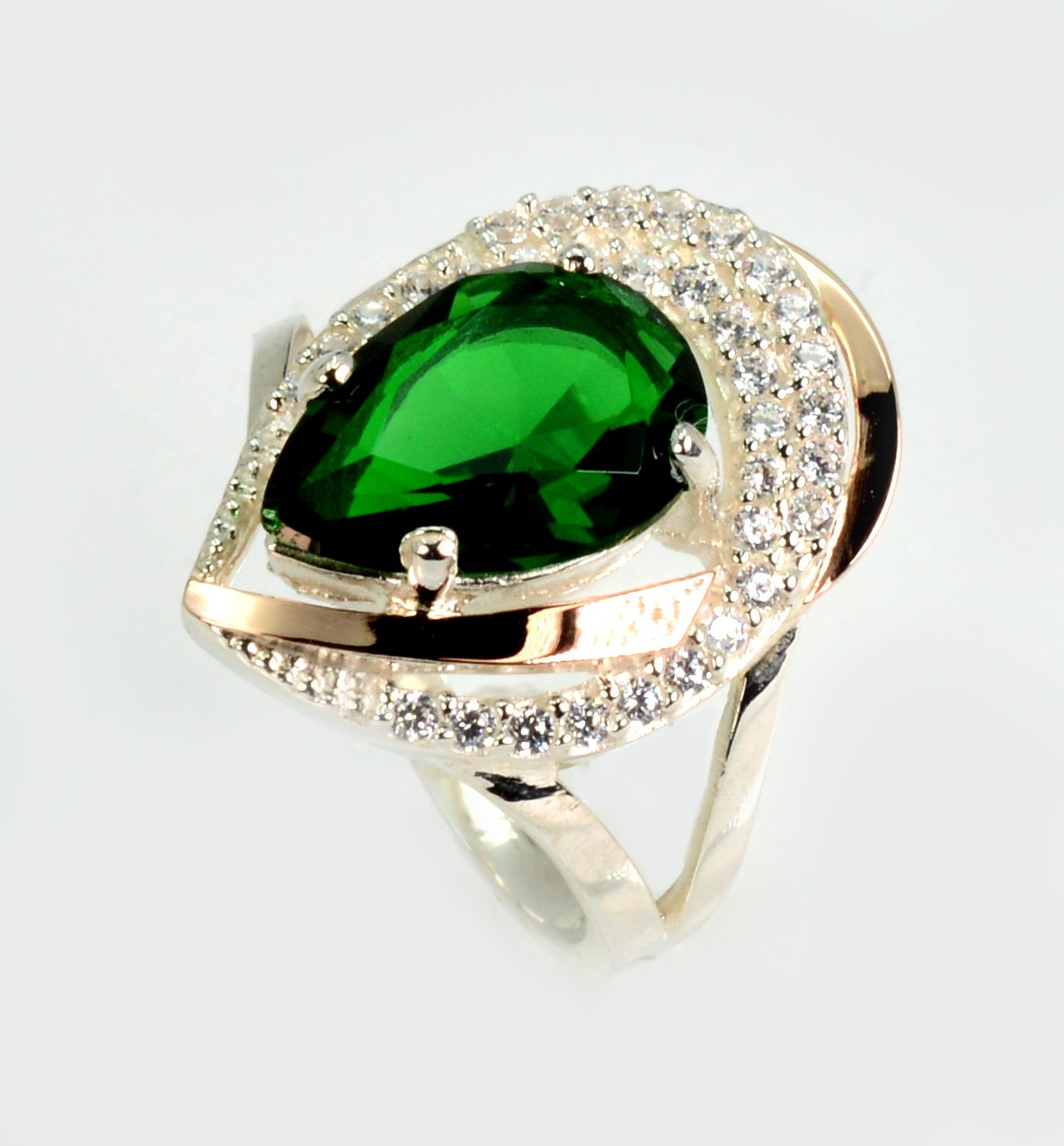 Срібна каблучка з золотими вставками, фото 1