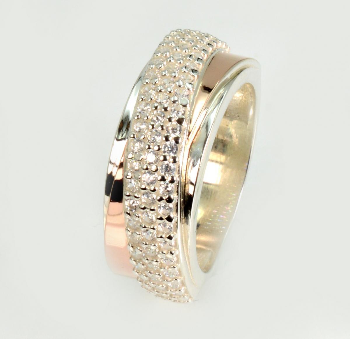 Срібна каблучка з золотими вставками, фото 1