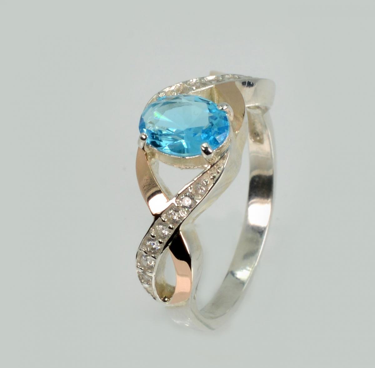 Срібна каблучка з золотими вставками, фото 1