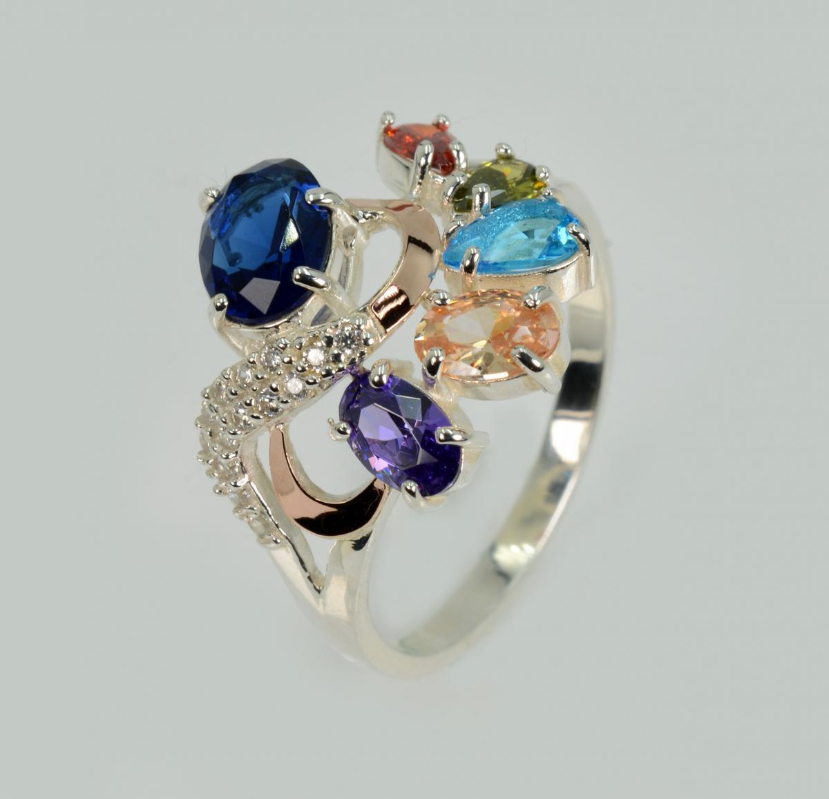 Срібна каблучка з золотими вставками, фото 1