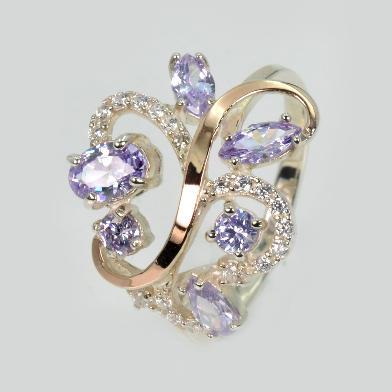 Срібна каблучка з золотими вставками, фото 1