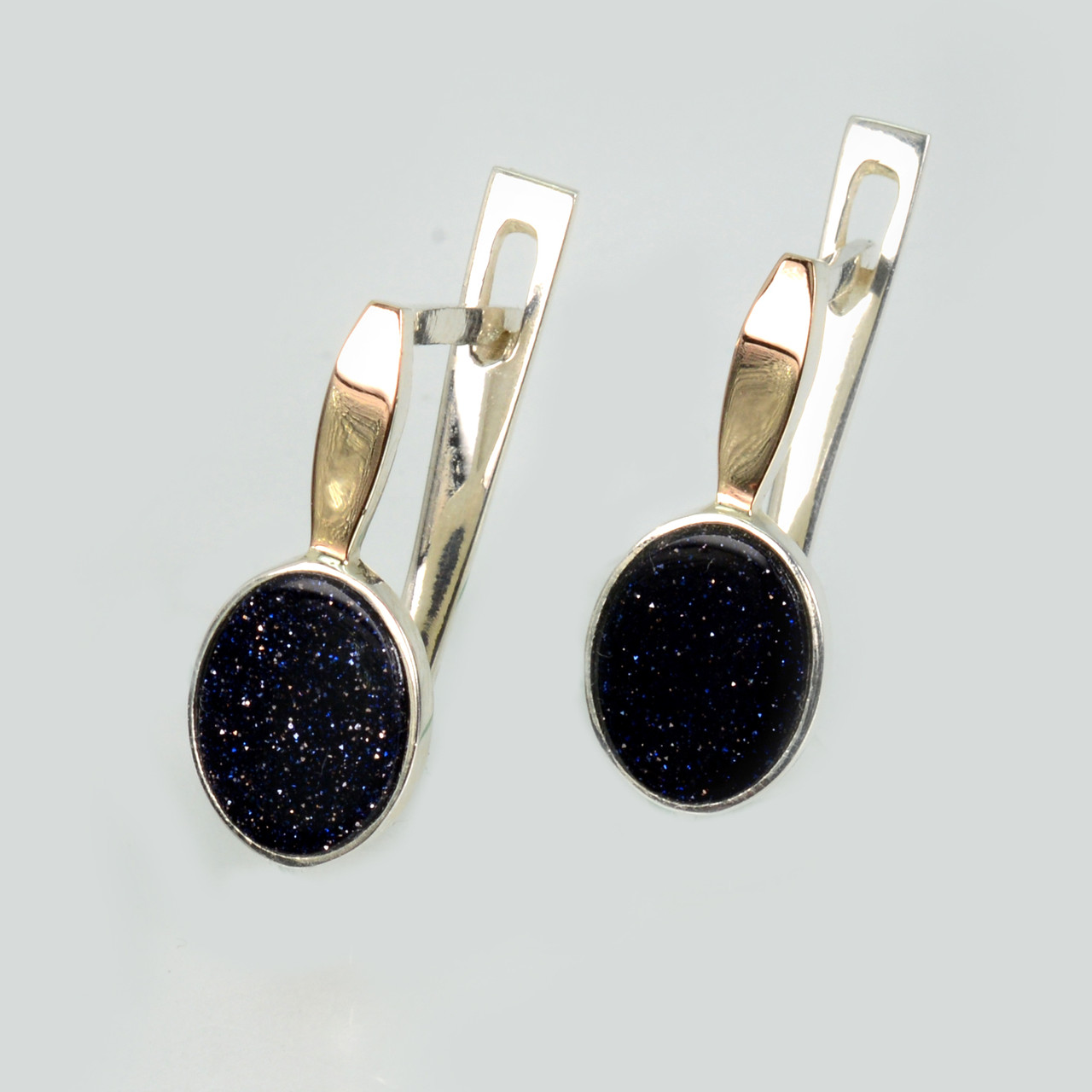 Срібні сережки з золотими пластинами, фото 1