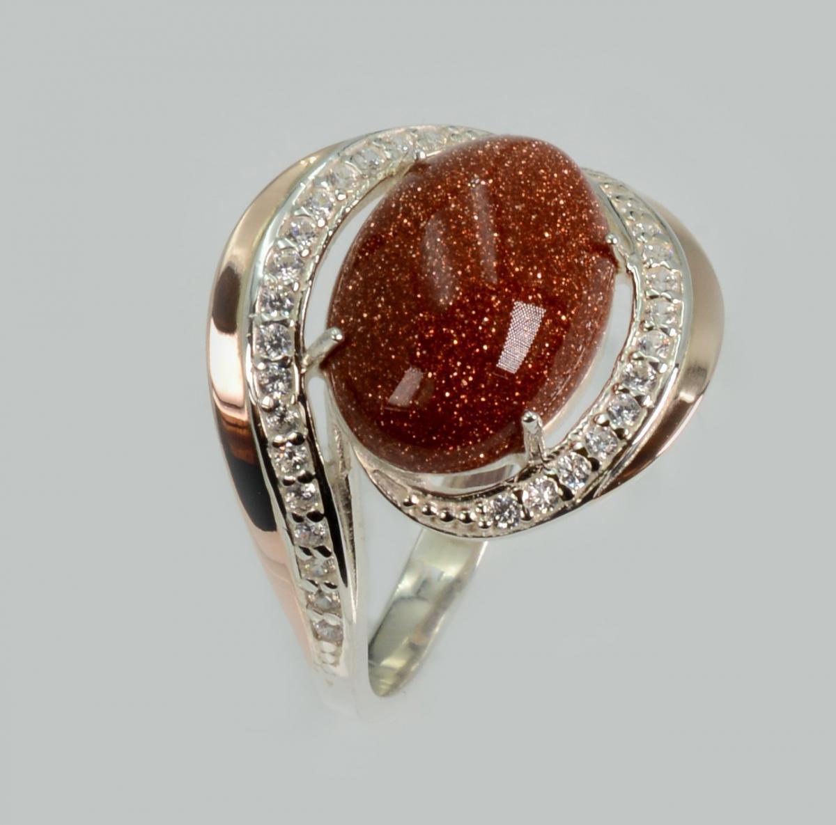 Срібна каблучка з золотом, фото 1