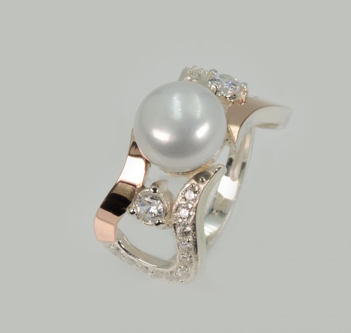 Срібна каблучка з золотими вставками, фото 1