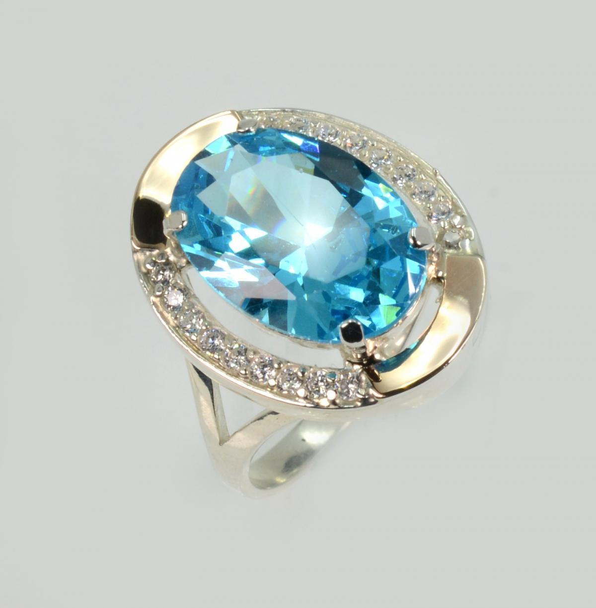 Срібна каблучка зі вставками з золота, фото 1