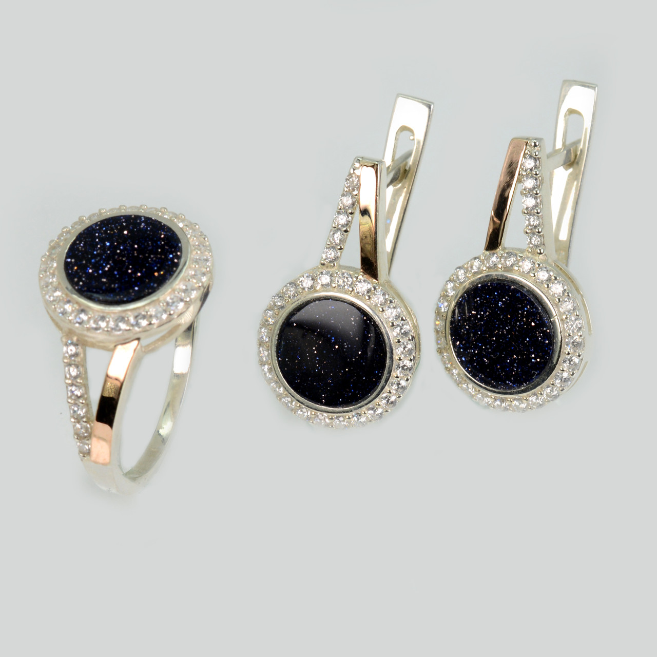 Срібний набір з золотими пластинами, фото 1