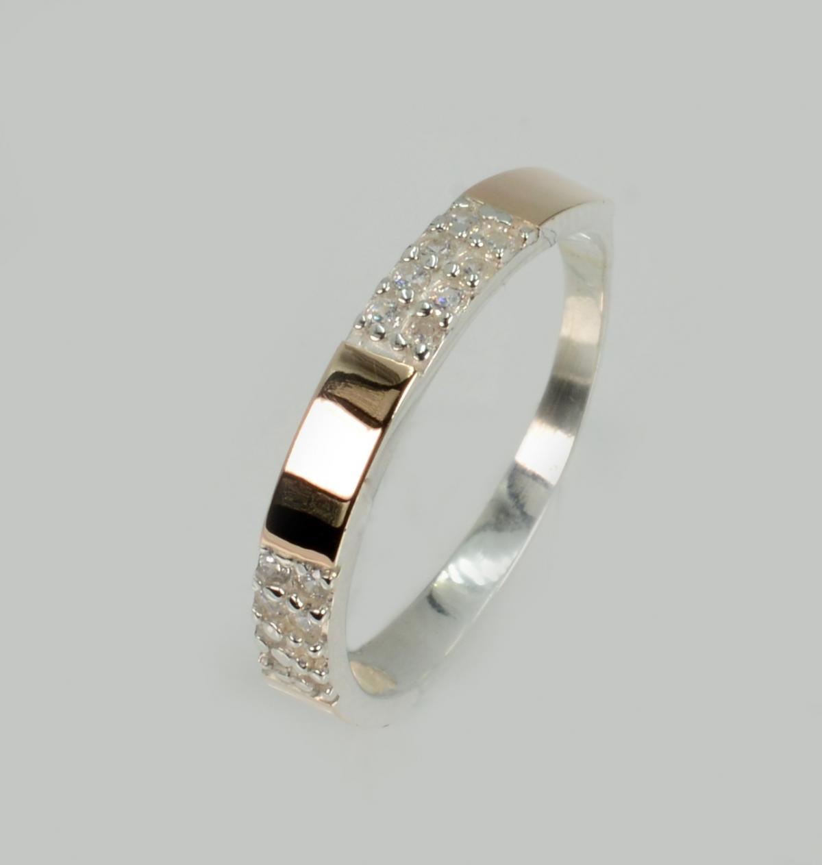 Срібна каблучка з пластинами із золота, фото 1