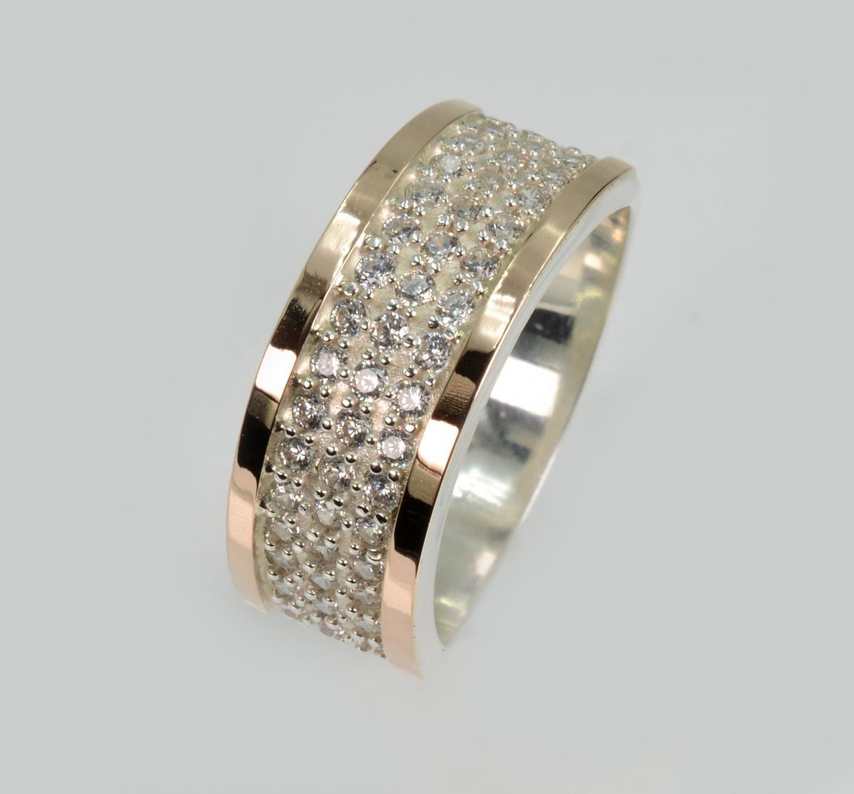 Срібна каблучка з золотими пластинами, фото 1