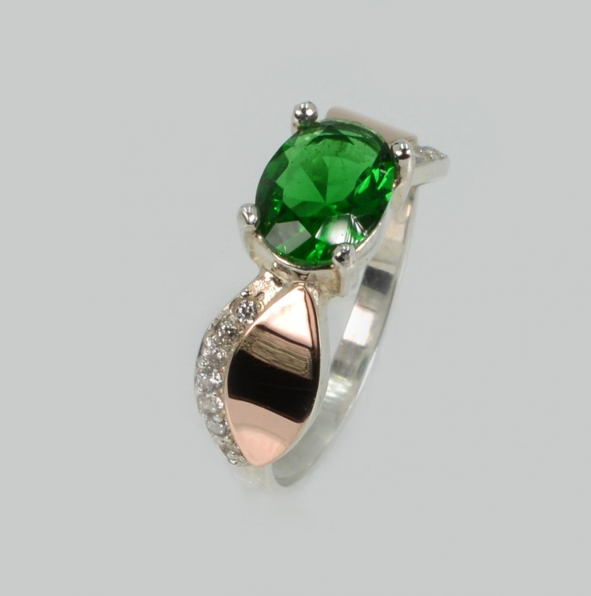 Срібна каблучка з пластинами із золота, фото 1