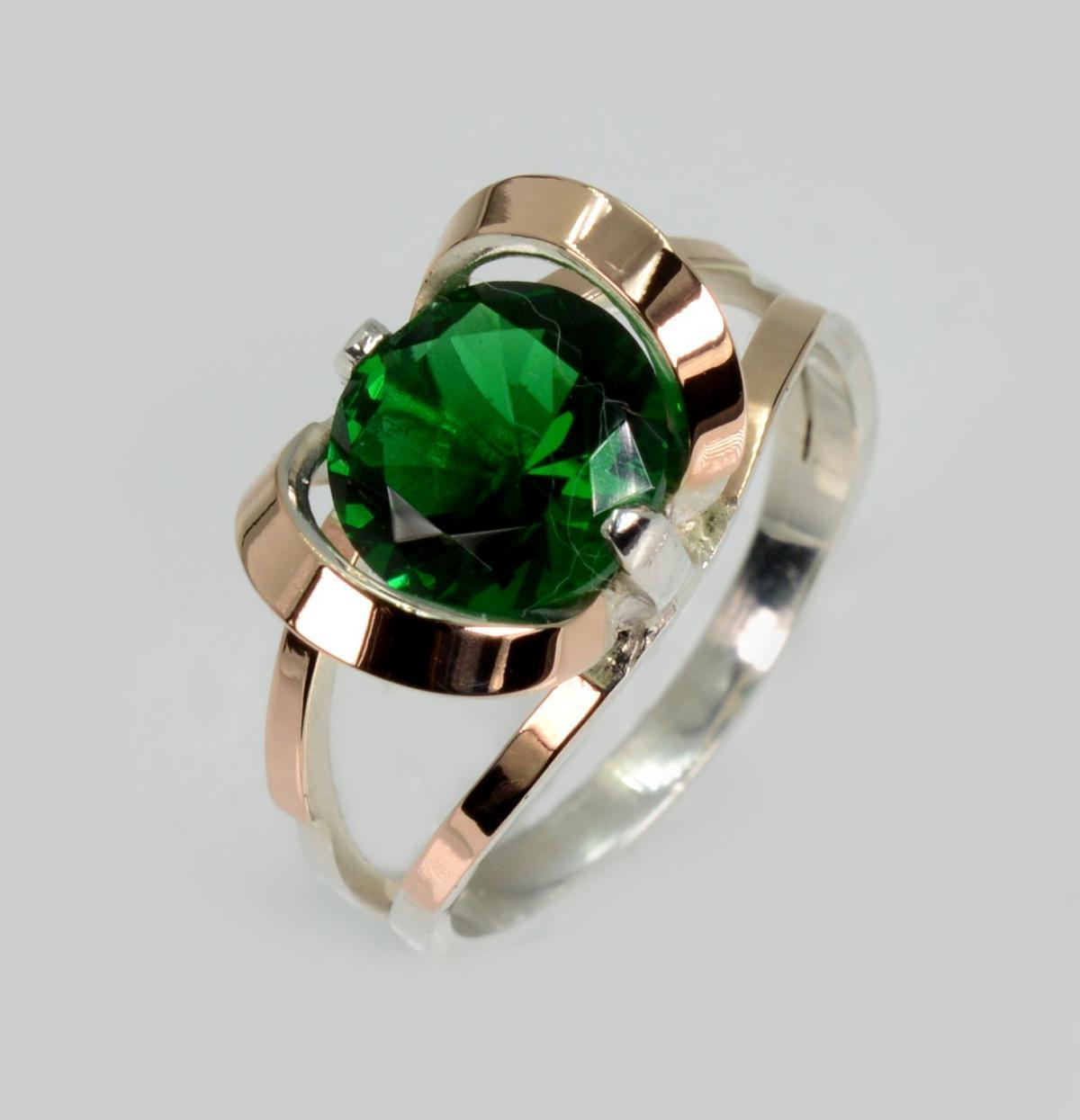 Срібна каблучка з золотими вставками, фото 1