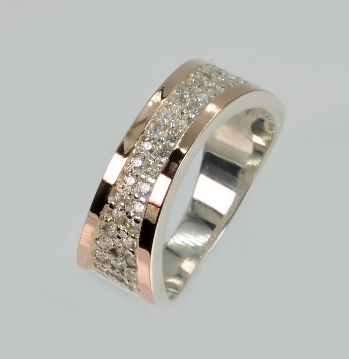 Срібна каблучка з накладками з золота, фото 1