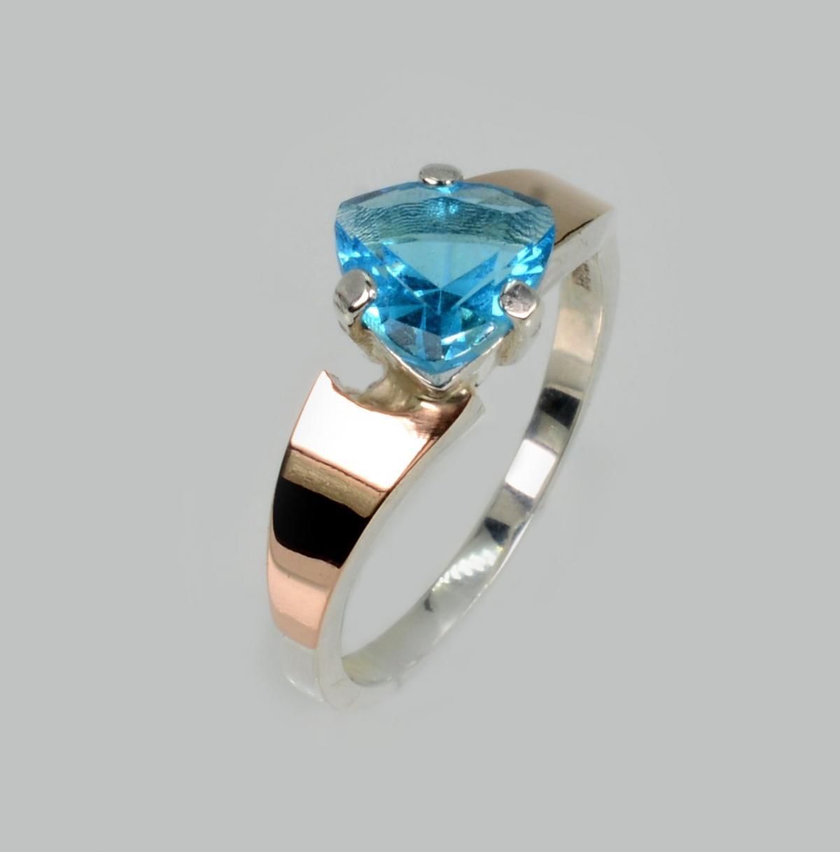 Срібна каблучка з золотими вставками, фото 1