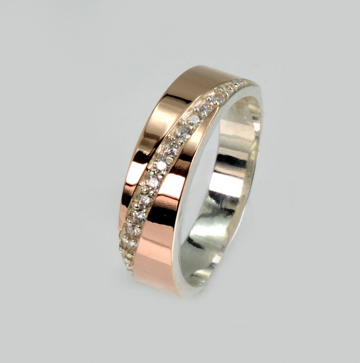 Срібна каблучка з пластинами із золота, фото 1