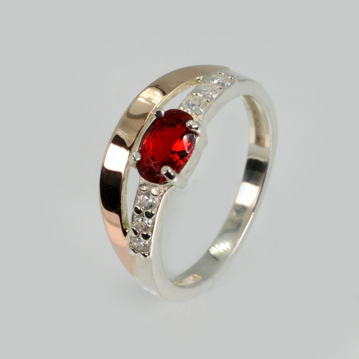 Срібна каблучка з накладками з золота, фото 1