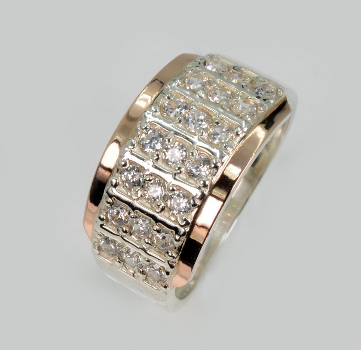 Срібна каблучка з золотими вставками, фото 1