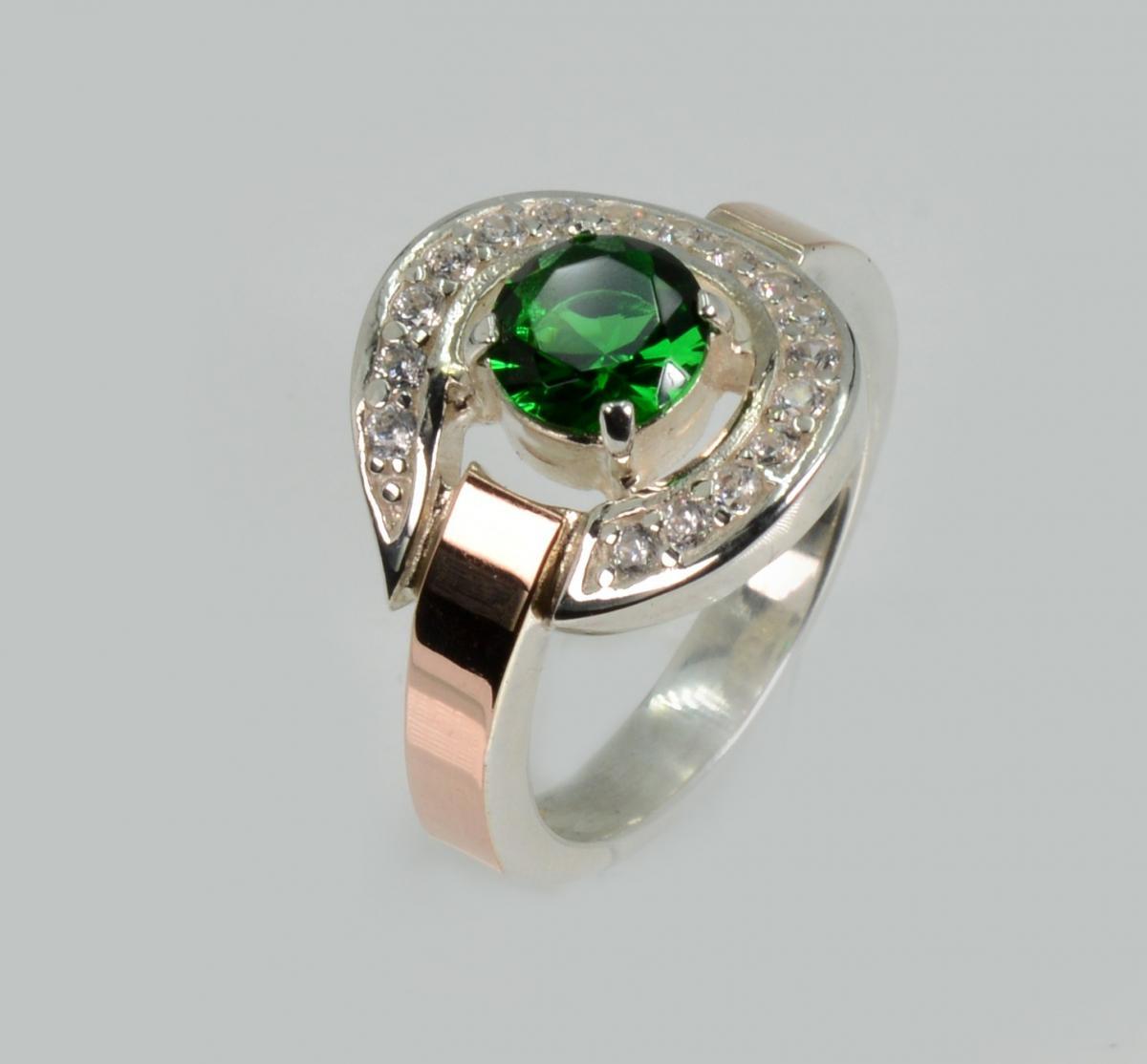 Срібна каблучка з золотими накладками, фото 1