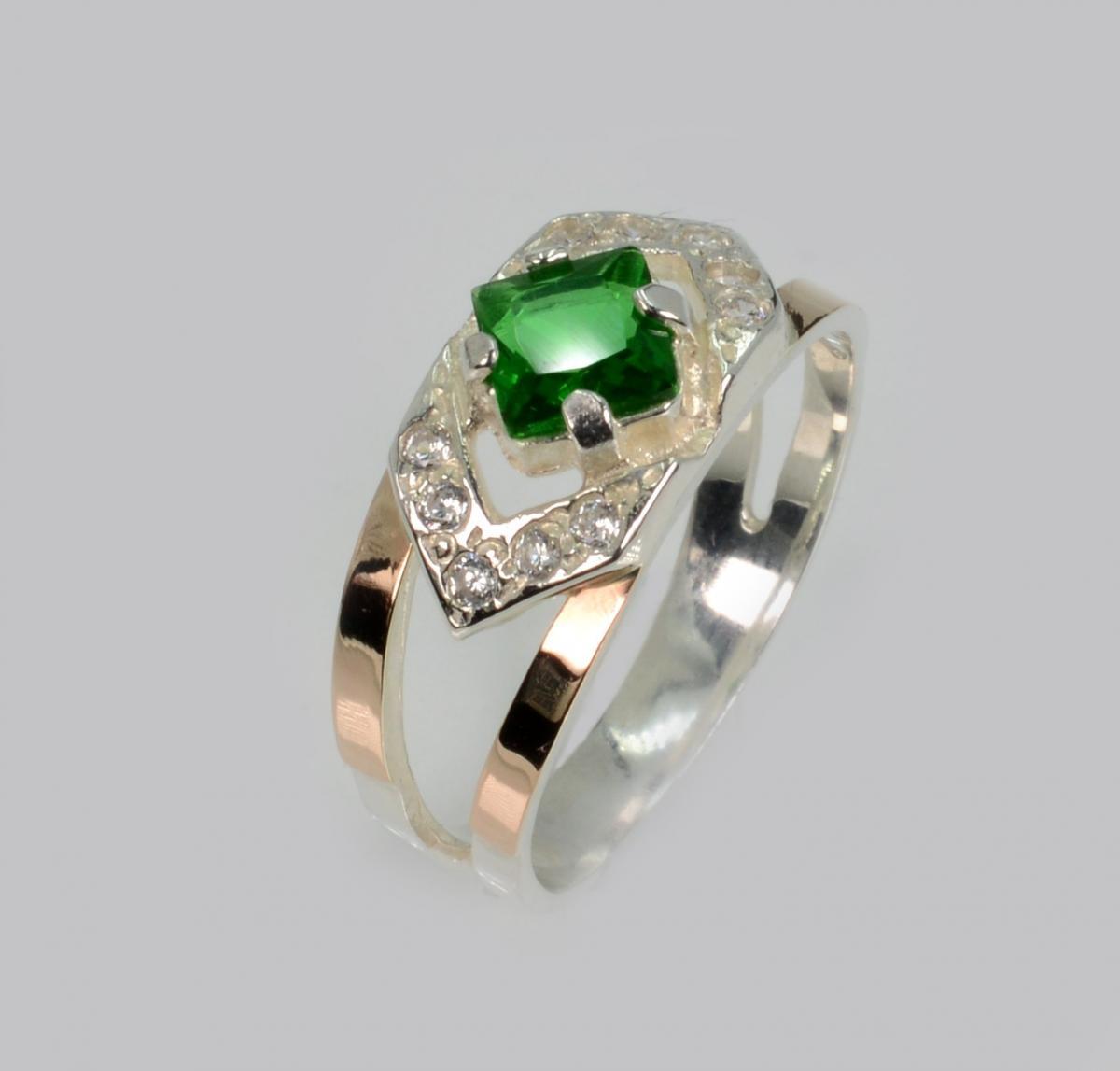 Срібна каблучка з золотими напайками, фото 1