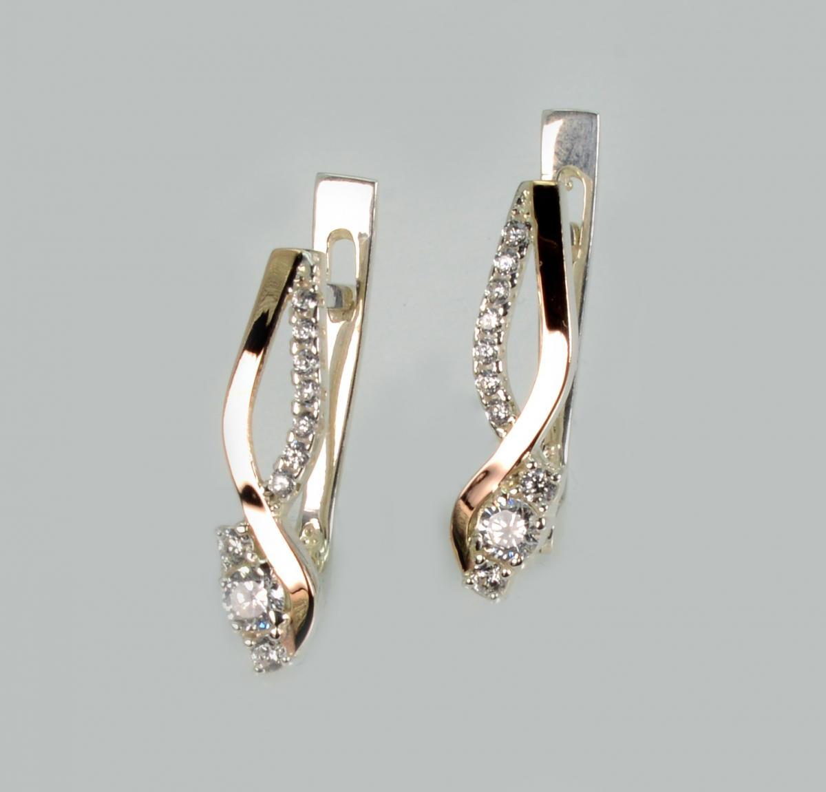 Срібні сережки з золотими пластинами, фото 1