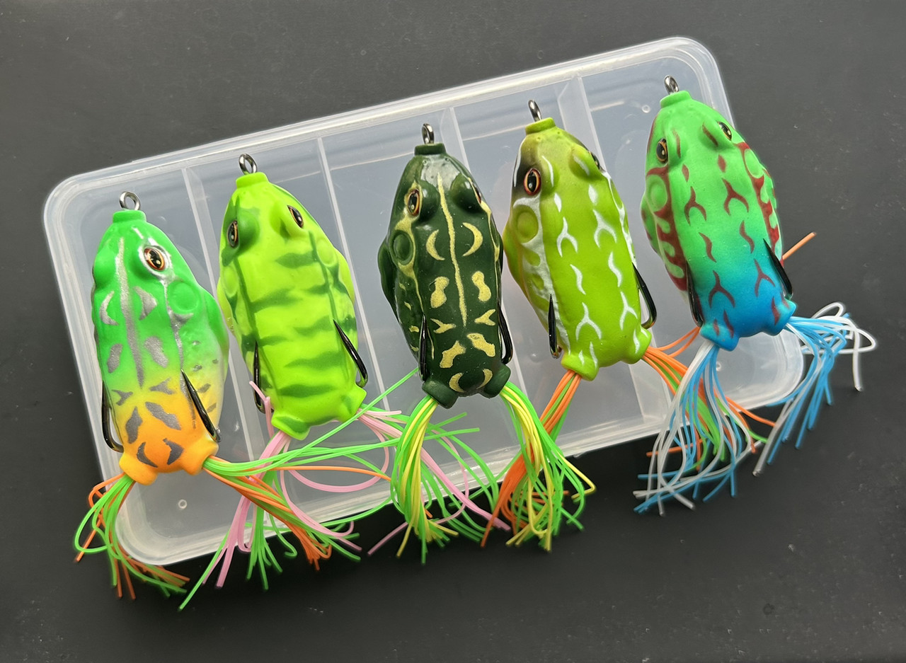 Набір Воблер Fishing D-Frog 5.5см Поверхнева жаба незачіпляння Thunder Frog воблер Жаба 5шт+коробка, фото 1
