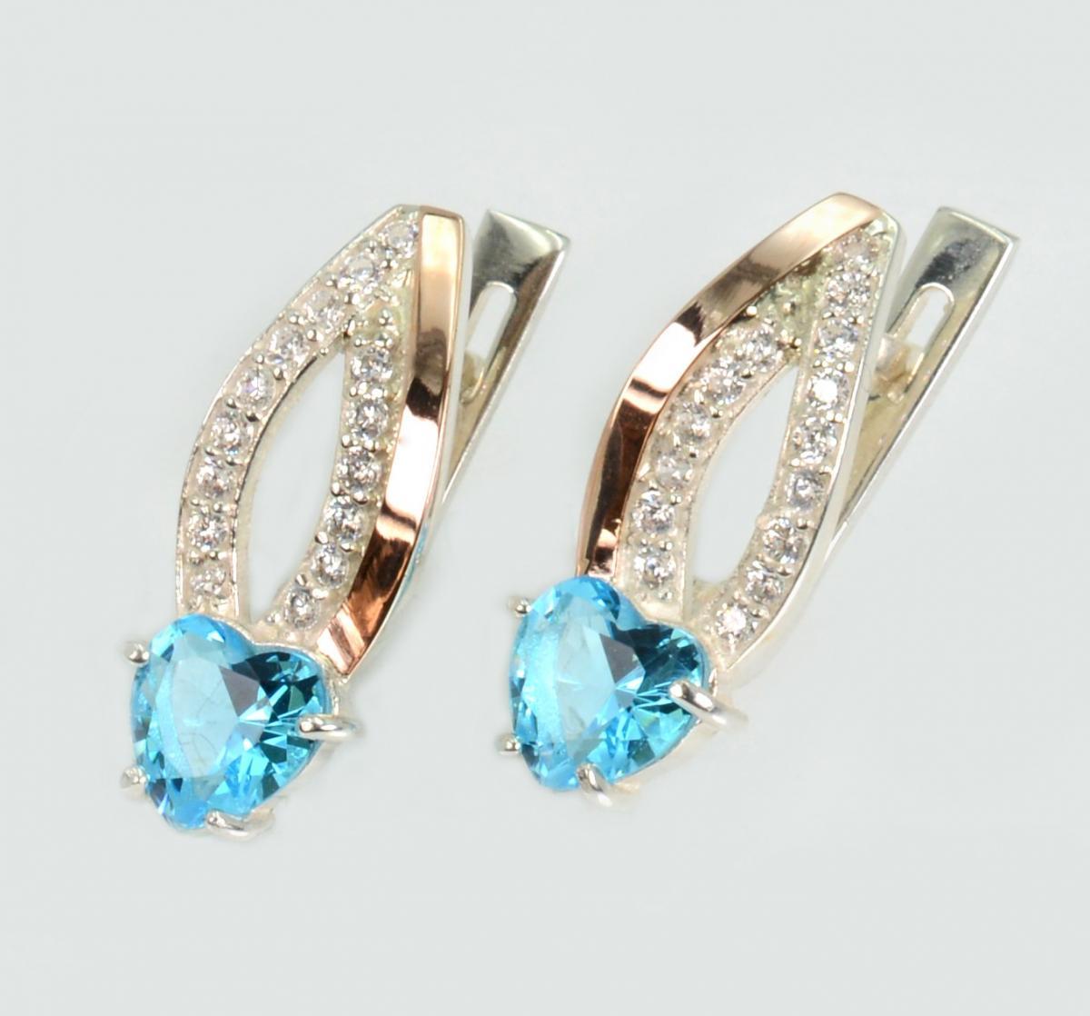 Срібні сережки з золотими пластинами, фото 1