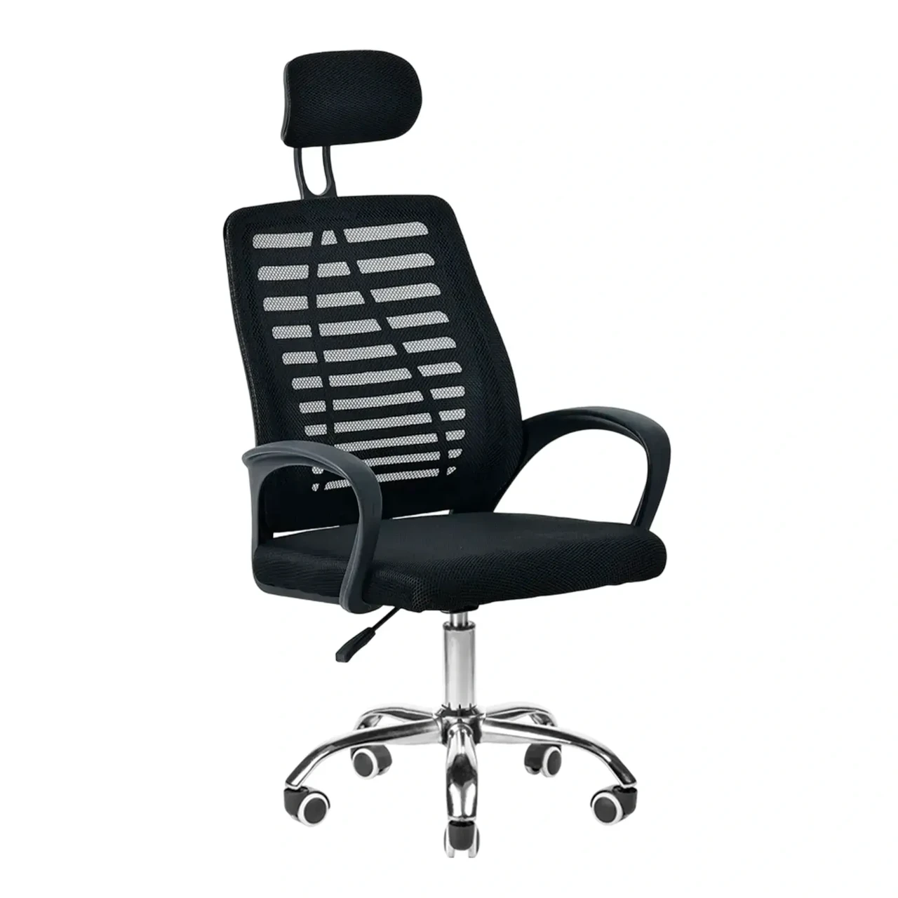 Крісло комп'ютерне 4Points Crystal стілець офісний з сітки тканини хромована основа для роботи офісу дому Чорний, фото 1