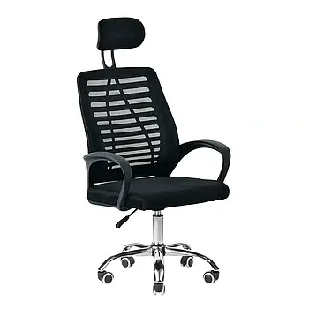 Крісло комп'ютерне 4Points Crystal стілець офісний з сітки тканини хромована основа для роботи офісу дому Чорний