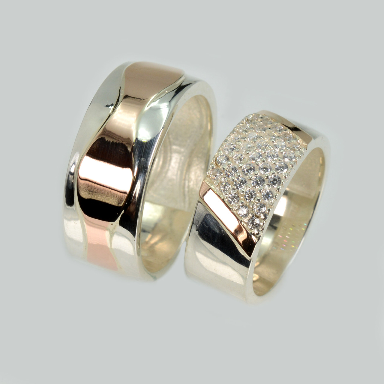 Пара срібних обручок з золотом, фото 1