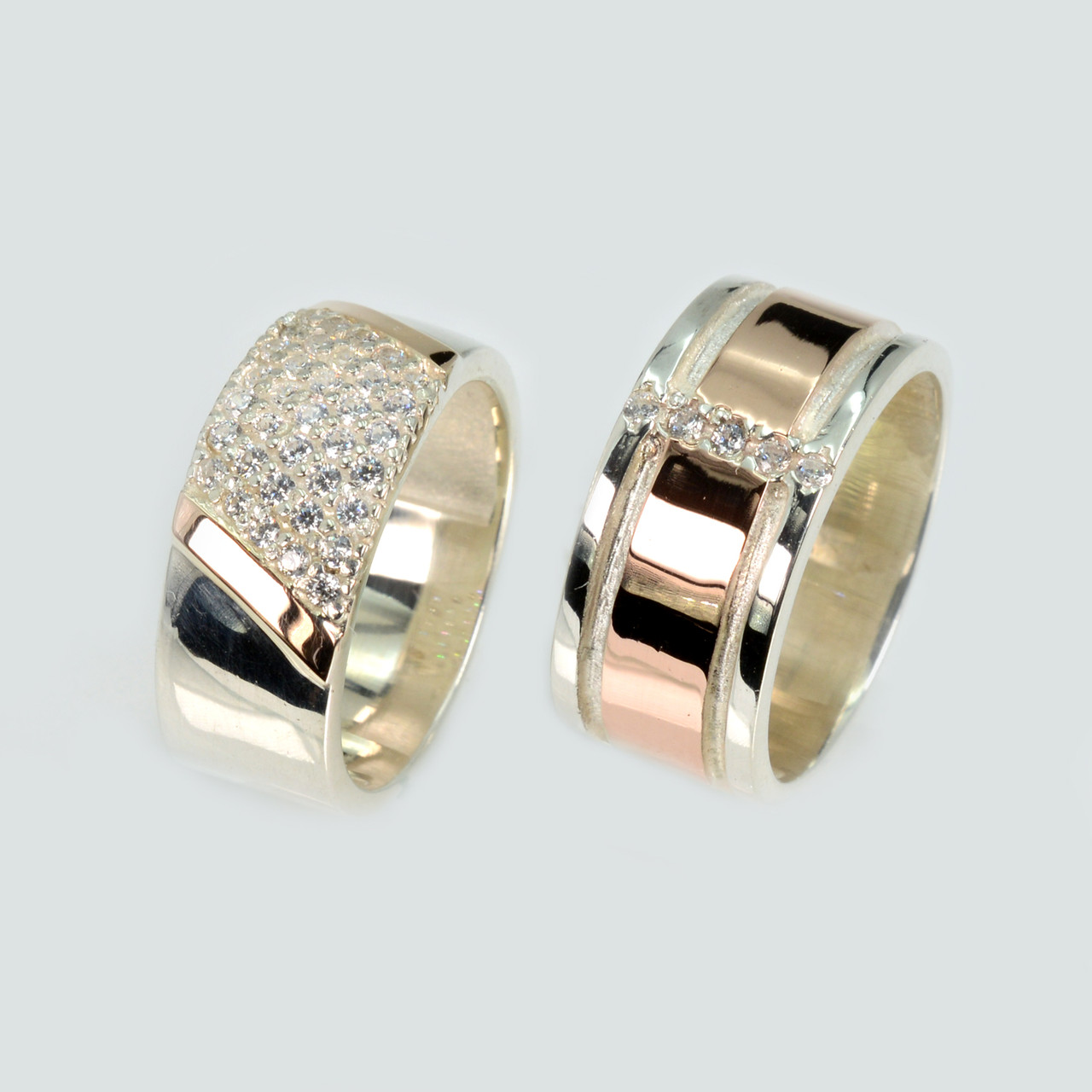 Пара срібних обручок з золотом, фото 1