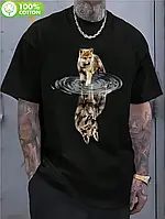 Модна футболка бавовняна з принтом Віддзеркалення | Крута футболка стильна | Чоловіча футболка молодіжна | Літня футболка класна