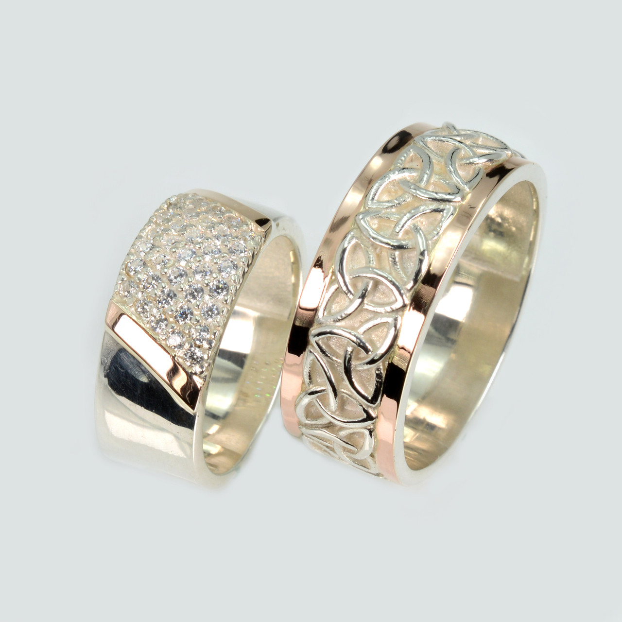 Пара срібних обручок з золотом, фото 1