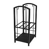 Набір підставка для дров з аксесуарами Kaminer 8785, сталева, двоярусна, з набором для каміна (щипці, совок, віник, кочерга), фото 2